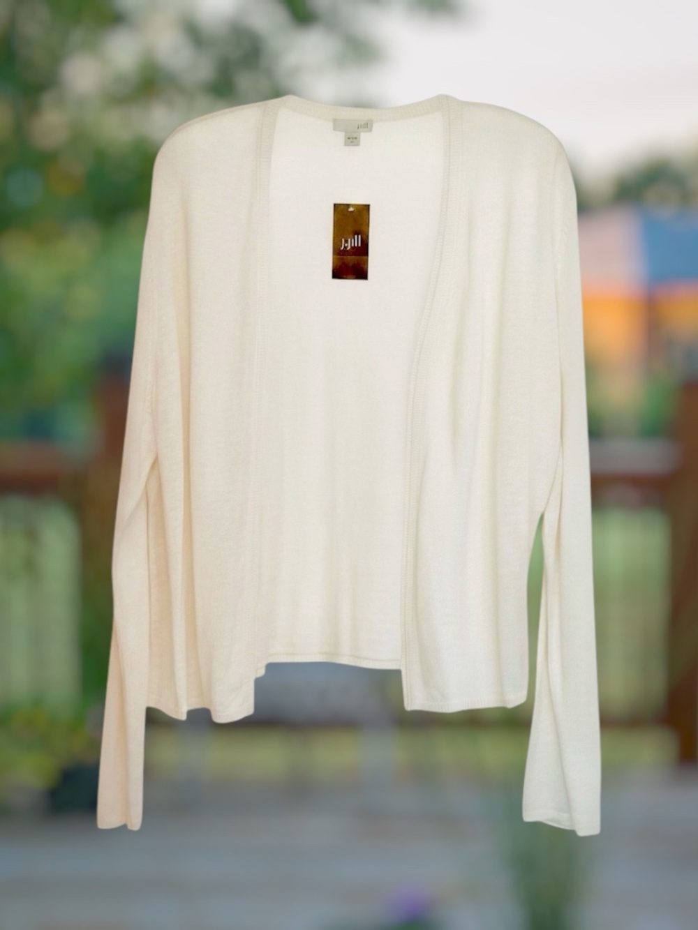 J.Jill Women's White Open Front Cardigan - Size XL
